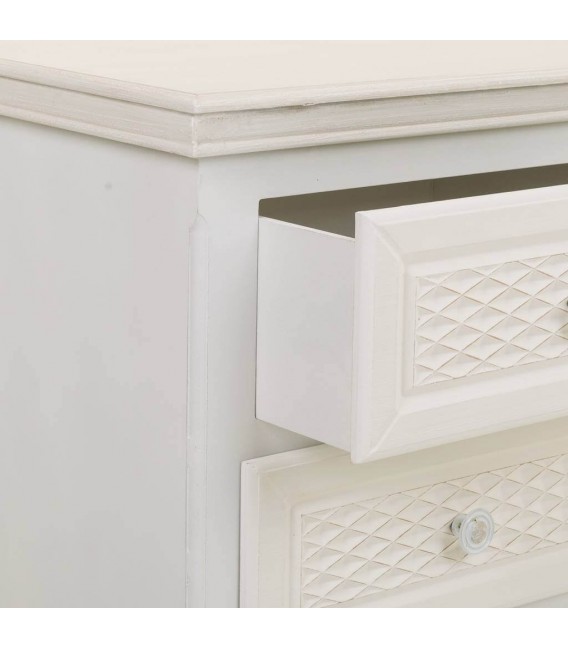 Mesita de noche blanca y beige con relieve de estilo romántico 4