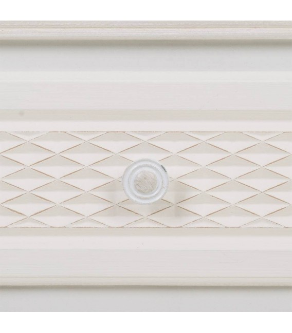 Mesita de noche blanca y beige con relieve de estilo romántico 5