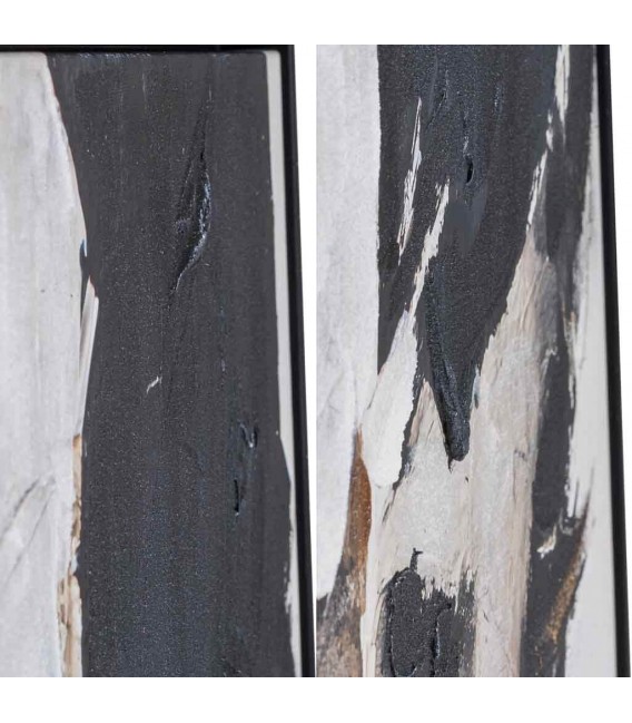 Cuadro vertical pintado a mano con marco negro estilo abstracto 4