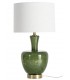 Lámpara alta de cristal verde oliva con pantalla blanca contemporánea