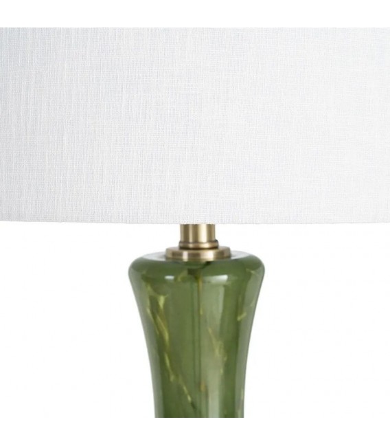 Lámpara alta de cristal verde oliva con pantalla blanca contemporánea 3