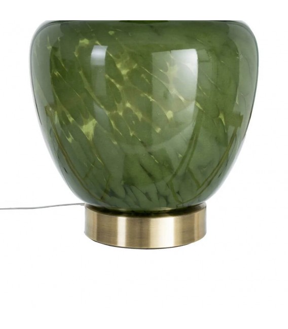 Lámpara alta de cristal verde oliva con pantalla blanca contemporánea 4