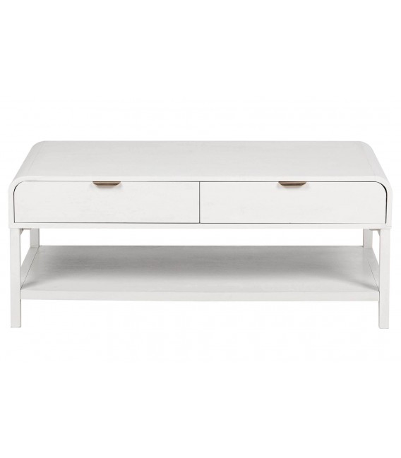 Mesa de centro blanca con cajones y tiradores dorados contemporánea 1