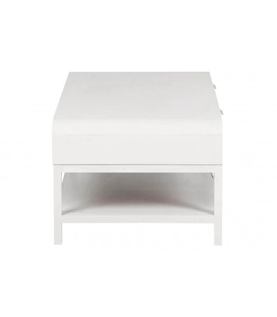 Mesa de centro blanca con cajones y tiradores dorados contemporánea 3
