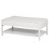 Mesa de centro blanca con cajones y tiradores dorados contemporánea 4