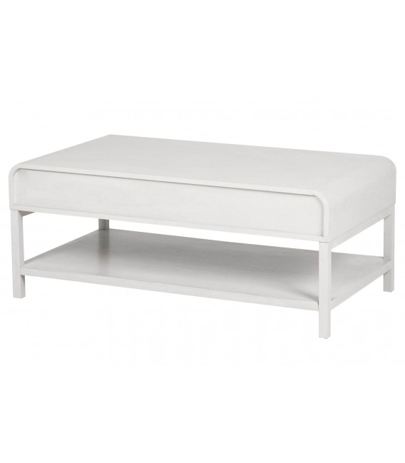 Mesa de centro blanca con cajones y tiradores dorados contemporánea 4