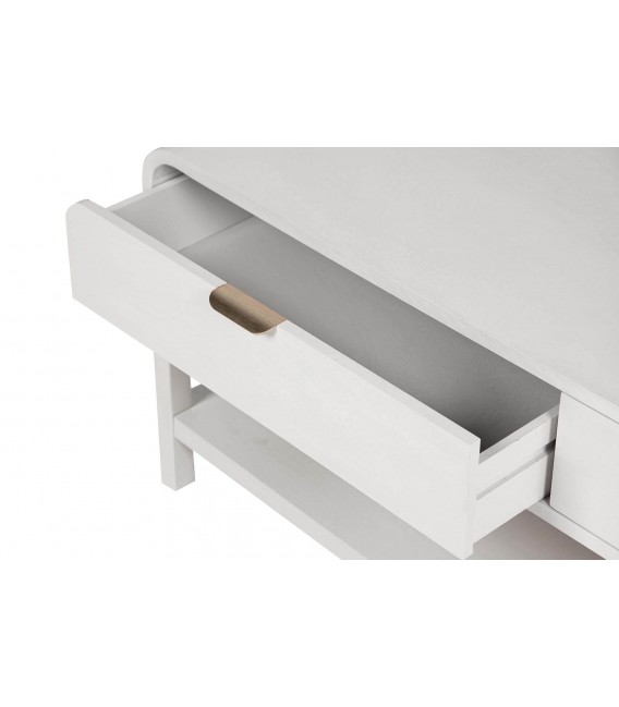 Mesa de centro blanca con cajones y tiradores dorados contemporánea 5