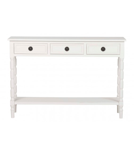 Consola de entrada madera blanca con 3 cajones estilo clásico 1
