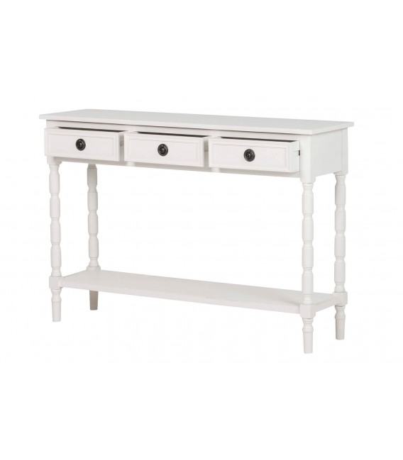Consola de entrada madera blanca con 3 cajones estilo clásico 2