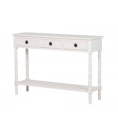 Consola de entrada madera blanca con 3 cajones estilo clásico