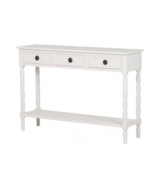 Consola de entrada madera blanca con 3 cajones estilo clásico