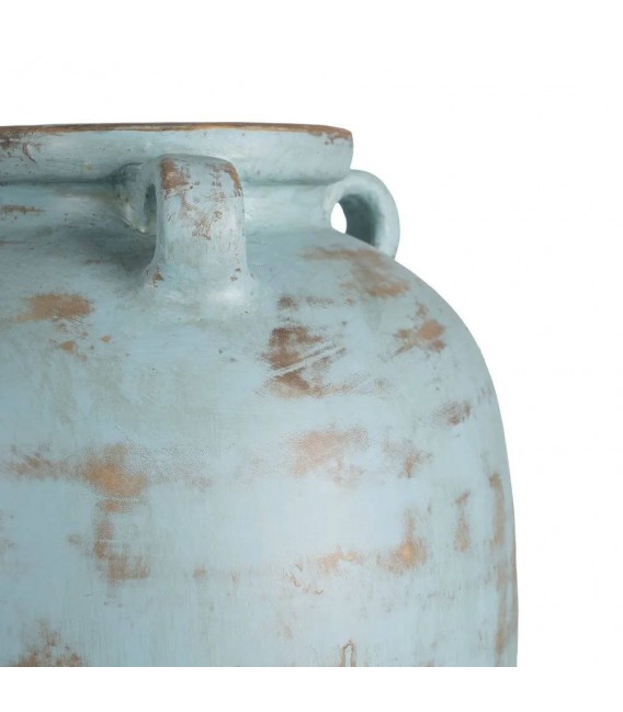 Jarrón alto de terracota turquesa rozado estilo mediterráneo 2