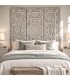 Cabecero mural tallado gris estilo boho, ideal para cama o pared. Mdmhogar