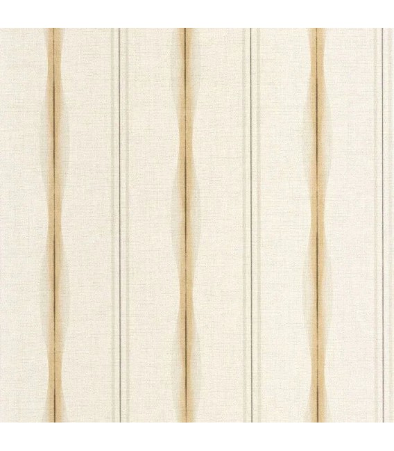 Papel pintado de rayas blanco roto beige y gris aspecto textil
