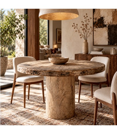 Mesa de comedor de teca reciclada natural estilo colonial Mdmhogar