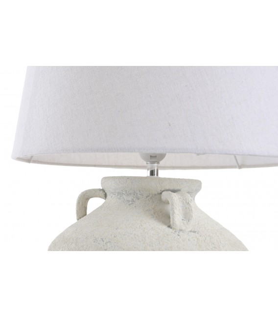 Lámpara de sobremesa blanco roto y textil blanco estilo ibicenco 2