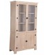Vitrina de madera maciza de acacia natural y metal negro