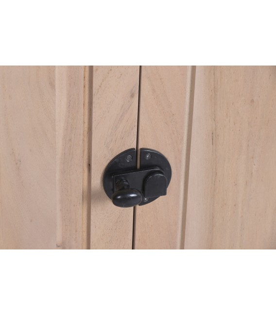 Vitrina de madera maciza de acacia natural y metal negro 3