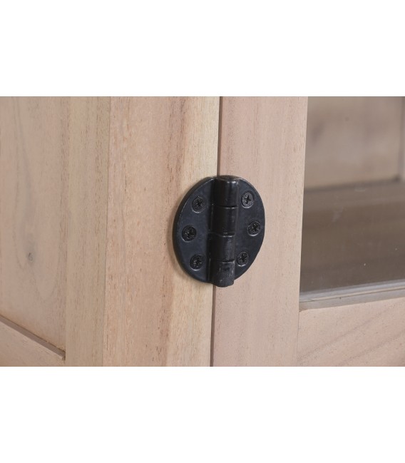 Vitrina de madera maciza de acacia natural y metal negro 5