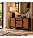 Aparador pequeño de madera en miel y negro industrial chic Mdmhogar