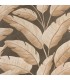 Papel pintado hojas tropicales beige y marrón de aspecto textil