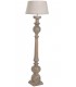 Lámpara de pie madera de mango natural y lino beige estilo boho