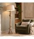 Lámpara de pie madera de mango natural y lino beige estilo boho Mdmhogar
