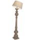 Lámpara de pie madera de mango natural y lino beige estilo boho 1