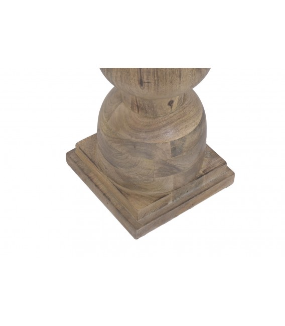 Lámpara de pie madera de mango natural y lino beige estilo boho 3