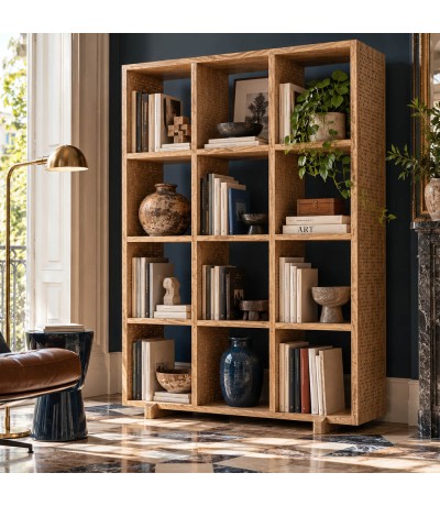 Estantería baja madera maciza de mango natural contemporánea Mdmhogar