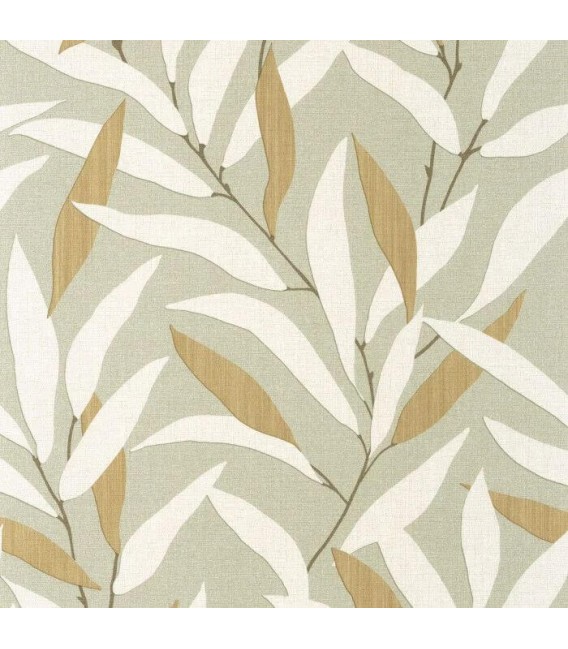 ROLLO PAPEL PINTADO HOJAS 53 X 10,5 LABLA VERDE MARRON Y BEIGE