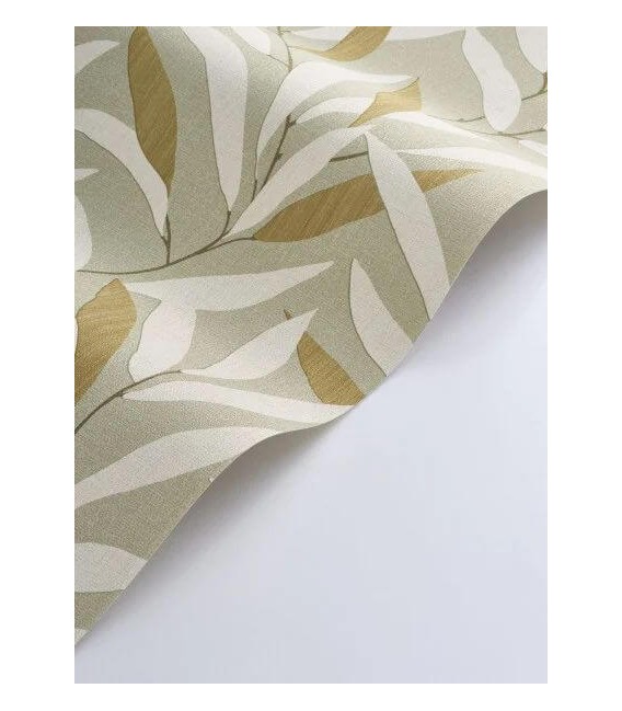 ROLLO PAPEL PINTADO HOJAS 53 X 10,5 LABLA VERDE MARRON Y BEIGE