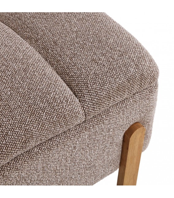 Banco pie de cama con baúl tapizado topo y madera natural estilo nórdico 3