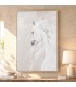 Cuadro vertical grande pintado a mano de caballo blanco y beige Mdmhogar