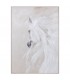 Cuadro vertical grande pintado a mano de caballo blanco y beige 1