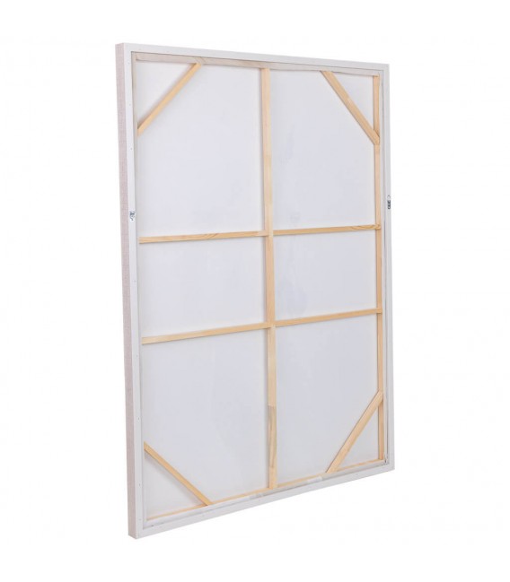 Cuadro vertical grande pintado a mano de caballo blanco y beige 2