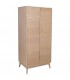 Armario ropero de madera natural con metal dorado estilo art déco