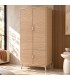Armario ropero de madera natural con metal dorado estilo art déco Mdmhogar