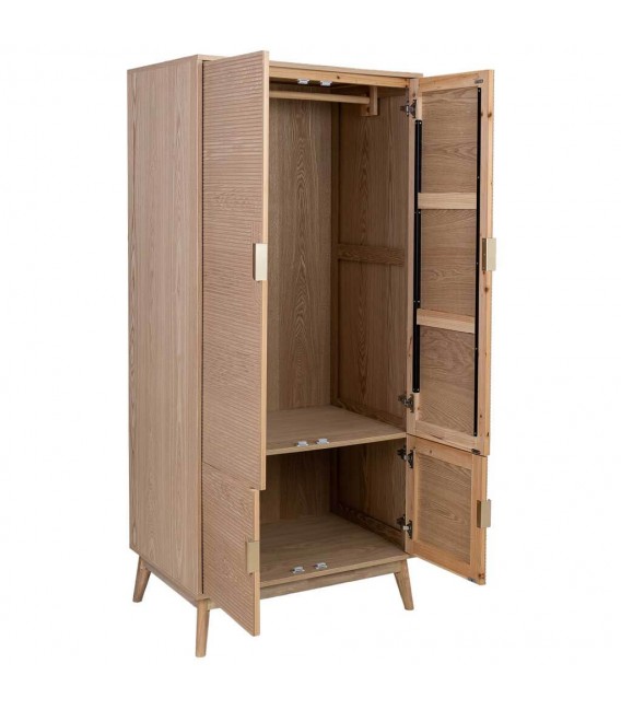 Armario ropero de madera natural con metal dorado estilo art déco 2