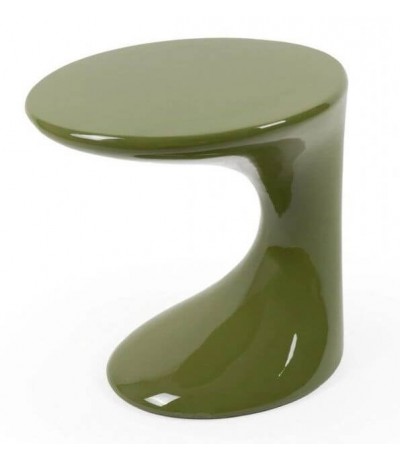 Mesita auxiliar de madera DM lacada en verde brillo estilo moderno