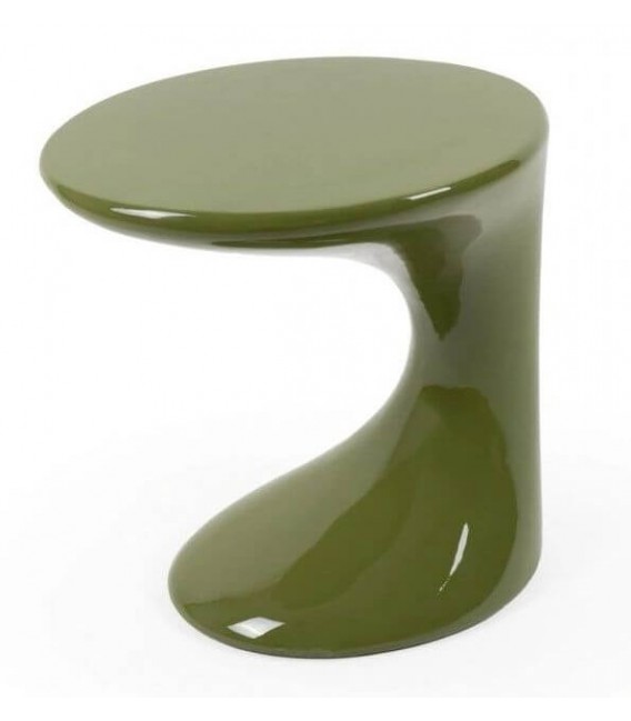 Mesita auxiliar de madera DM lacada en verde brillo estilo moderno