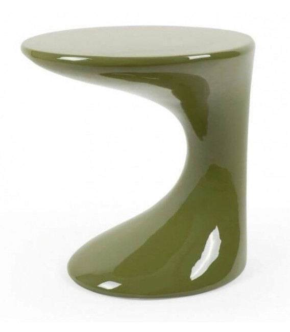 Mesita auxiliar de madera DM lacada en verde brillo estilo moderno 1
