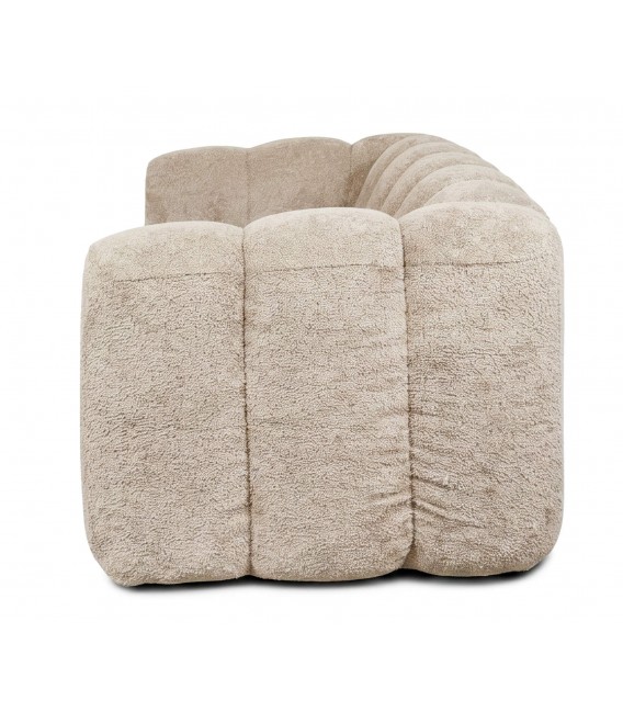 Sofá de 3 plazas tapizado en pelo corto beige estilo contemporáneo 2