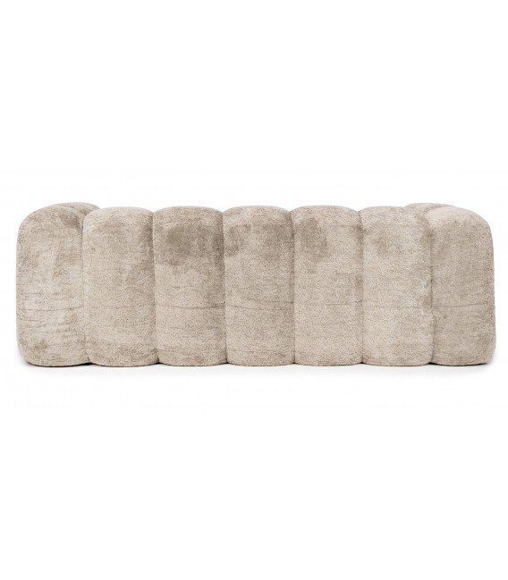 Sofá de 3 plazas tapizado en pelo corto beige estilo contemporáneo 3