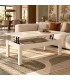 Mesa de centro rectangular elevable porcelánico travertino metal beige Mdmhogar