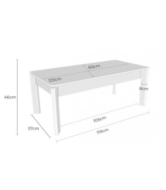 Mesa de centro rectangular elevable porcelánico travertino metal beige 5