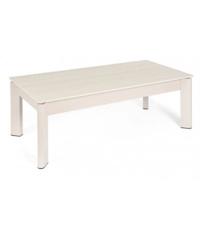 Mesa de centro rectangular elevable porcelánico travertino metal beige