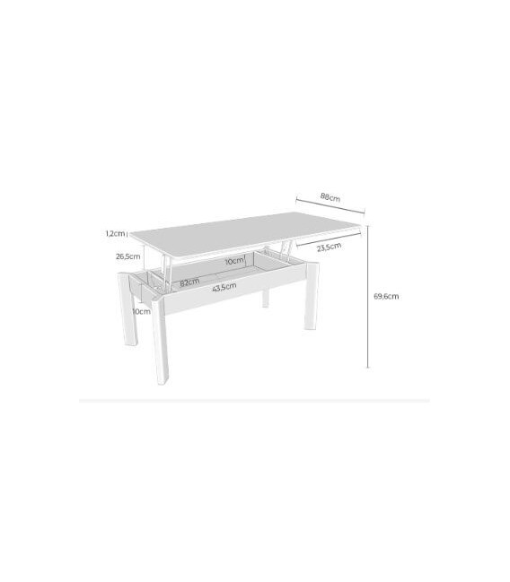 Mesa de centro rectangular elevable porcelánico travertino metal beige 6