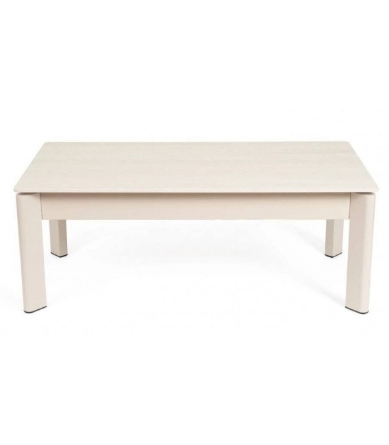 Mesa de centro rectangular elevable porcelánico travertino metal beige 2