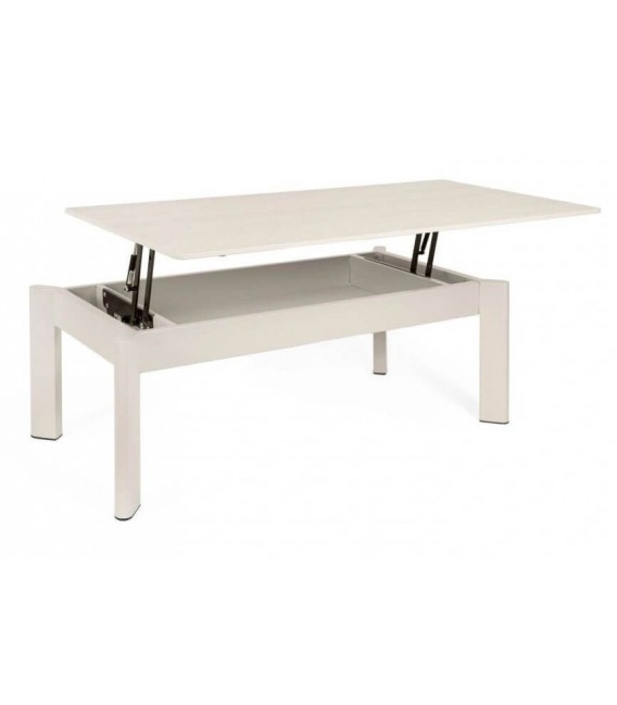 Mesa de centro rectangular elevable porcelánico travertino metal beige 1
